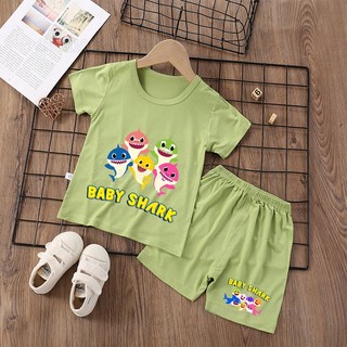 Bộ Đồ Ngủ Ngắn Tay In Hình Cá Mập Dễ Thương Cho Bé