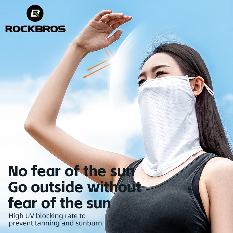 ROCKBROS Mặt nạ lụa băng mùa hè Bảo vệ cổ thoáng khí Chống tia cực tím Khăn che mặt khô nhanh