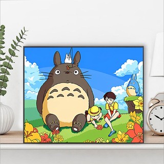 MOZI✨chinchilla 40*50cm tranh tô màu theo số tranh số hoá anime tranh số hóa theo yêu cầu tranh tô màu số hoá theo yêu cầu tranh tô màu số hoáTranh Sơn Dầu diy Hình Totoro Hoạt Hình Đáng Yêu sơn acrylic