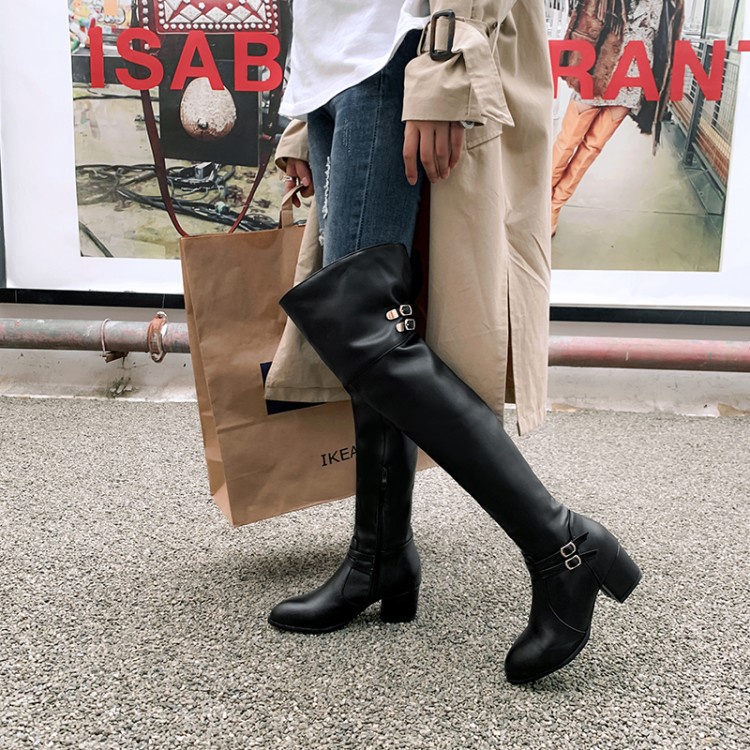 Giày Bốt Da Cổ Cao Thời Trang Dành Cho Nữ / Size 34-48