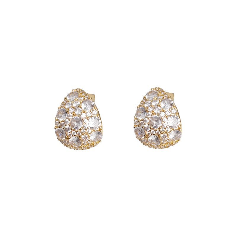 Bông Tai Mạ Bạc 14K Đính Đá Zircon Yếu tố tối giản Sáng bóng Cao cấp Phụ kiện thời trang nhẹ và sang trọng
