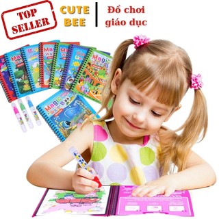 Combo 3 Sách Tô Màu Nước Ma Thuật Cho Bé (Tặng Bút) CUTE BEE-  Magic Water Book tái sử dụng nhiều lần