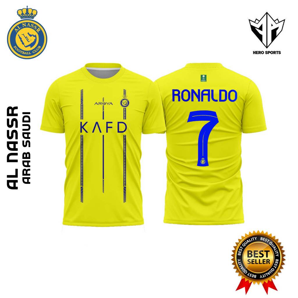 Sy3 2023-24 al nassr home jersey ronaldo no.7 áo phông bóng đá tay ngắn thể thao tee unisex plus size ys3