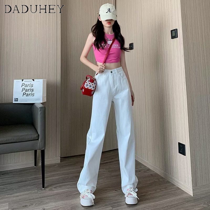 Ảnh DaDuHey New American Ins High Street Thin Jeans Niche High Waist Wide Leg Pants Large Size Trousers 4