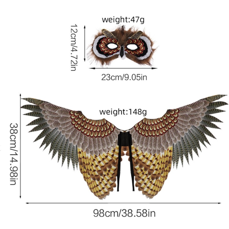 Li Bird Wings Halloween Owl Wings Owl Owl Dress Wings cho mẫu giáo-Áo chơi