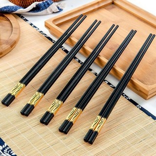 Bộ 10 đôi đũa ăn cơm mạ vàng sang trọng, chống trơn trượt, chịu nhiệt cao cấp