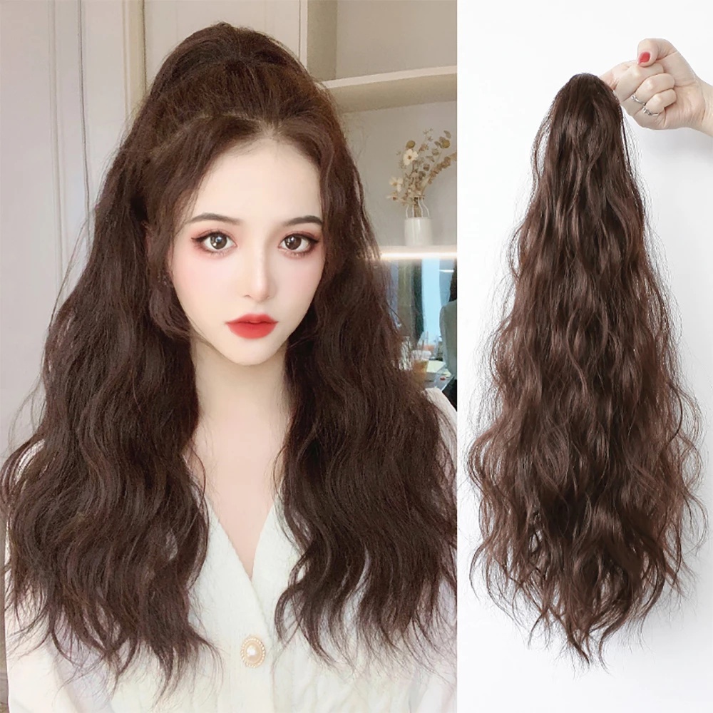 Tay cầm nhỏ gợn nước tóc đuôi ngựa với đuôi ngựa thẳng kẹp đuôi ngựa mở rộng tóc giả tóc thẳng
