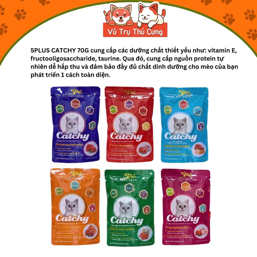 Pate Catchy 5Plus cho mèo dạng gói 70g