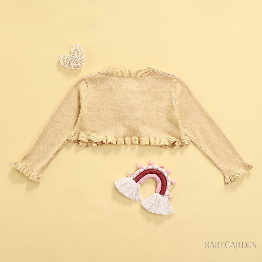 Áo Cardigan Dệt Kim Tay Dài Cổ Tròn Màu Trơn Cài Khuy Đơn Giản Cho Bé Gái 1-6 Tuổi