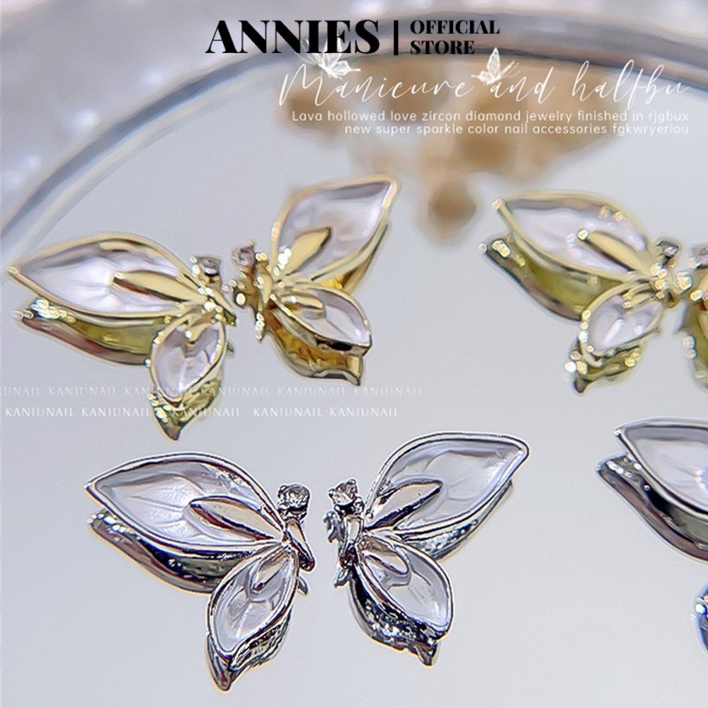 Phụ kiện hợp kim đính đá ANNIES hình bướm dùng trang trí móng tay lấp lánh sang trọng
