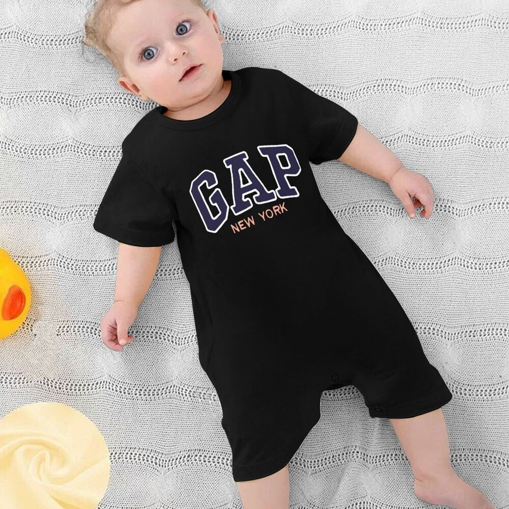 YANMEI Khoảng Cách Người Hâm Mộ Looser Thương Hiệu Quá Khổ Overruns Thể Thao Mặc Khoảng Cách Logo Bé Unisex Tập Đi Body Áo Liền Quần Tay Ngắn Mùa Hè Áo Liền Quần Bé Trai Bé Gái UCN6