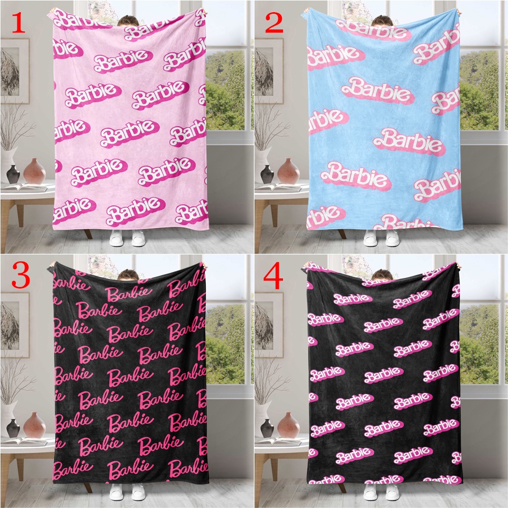 Chăn flannel In Hình Búp Bê barbie Một Mặt Màu Hồng Thoáng Khí Làm Quà Tặng Tốt Nhất Cho Người Lớn