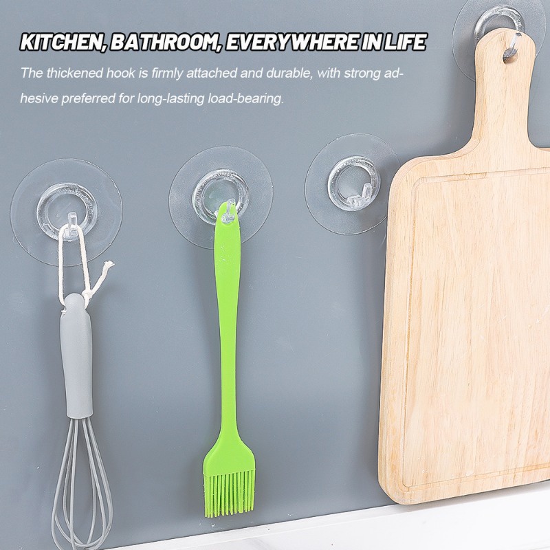 Móc Treo Đồ Dán Tường Trong Suốt Chống Nước Chịu Tải Nặng Không Đục Lỗ Cho Nhà Bếp Nhà Tắm