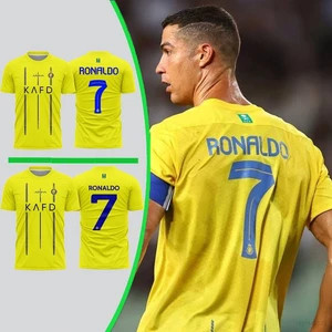 Sy3 2023-24 al nassr home jersey ronaldo no.7 áo phông bóng đá tay ngắn thể thao tee unisex plus size ys3