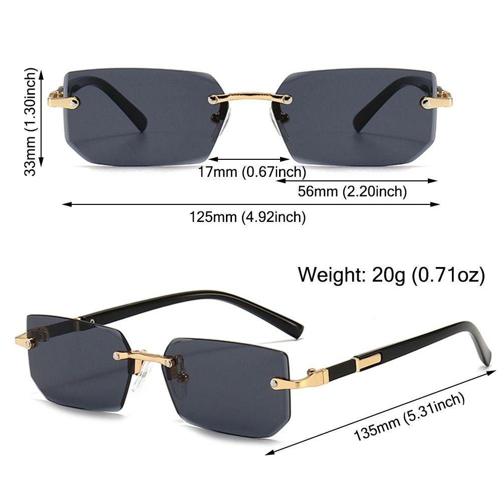 Kính râm không khung NORDICLIFE, Kính râm hình chữ nhật không vành bảo vệ Y2K UV400, Kính mắt cổ điển dành cho nữ và nam giới