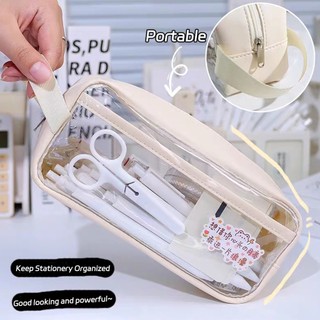 Ins simple pencil case trong suốt dung lượng lớn túi đựng bút không thấm nước hàn quốc cho sinh viên hộp lưu trữ văn phòng phẩm cung cấp trường học