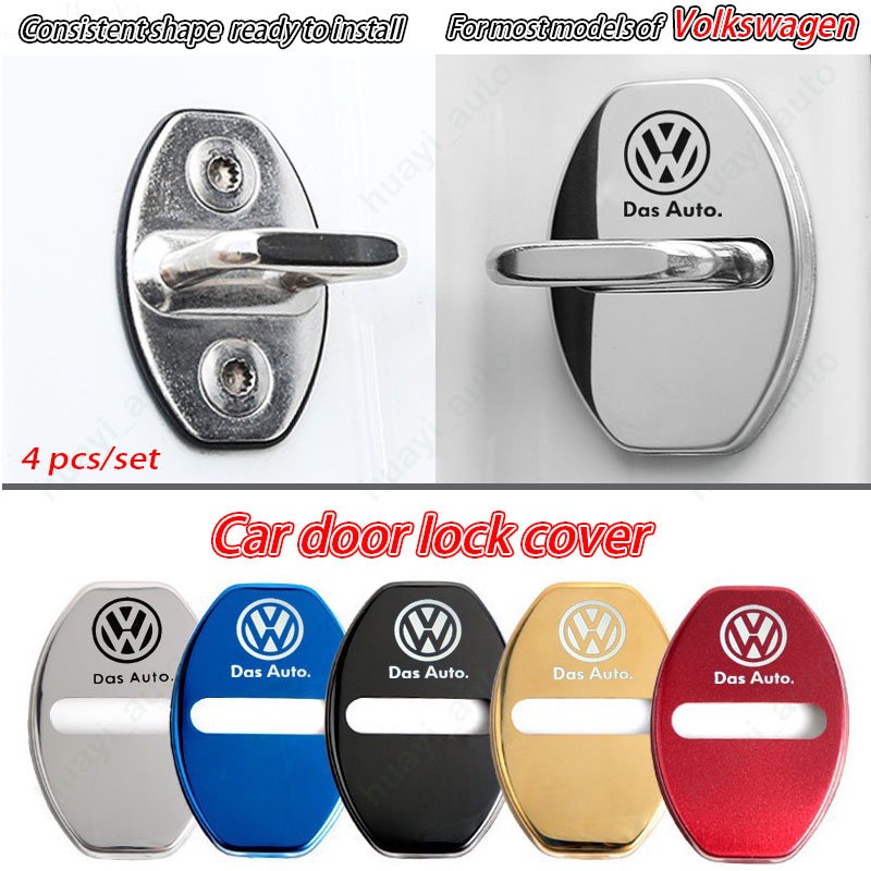 VOLKSWAGEN Set 4 Ốp Bảo Vệ Khóa Cửa Xe Hơi Bằng Thép Không Gỉ Cho Gol T-Ccross Nivus Saveiro Taos Polo Amarok Virus Tiguan Passat Arteon Golf Vento