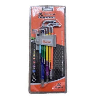 Bộ lục giác hoa thị 9 màu KAPUSI Japan, 9 cây chữ L từ T10-T50 Thép cao cấp không gỉ, Bh12 thángKouritsu Official Store