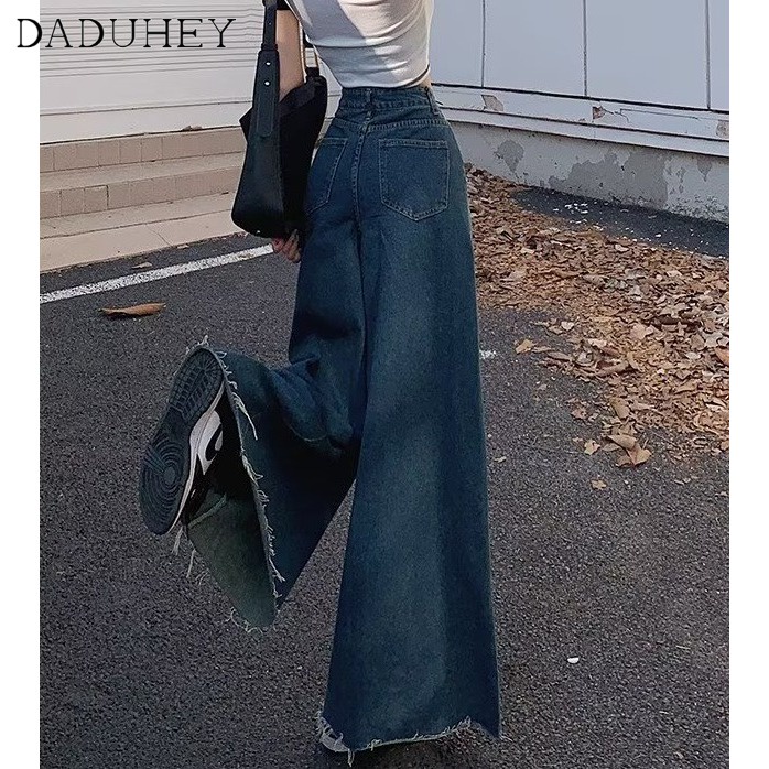 Ảnh Quần jeans DADUHEY viền thô ống rộng phong cách Hàn Quốc cổ điển cao cấp size lớn 3