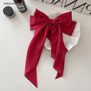 Lakecou Nơ Ruy Băng Kẹp Tóc Mũ Đơn Giản Thanh Lịch Sa Mùa Xuân Kẹp Cố Định Retro Đảng Mũ Đội Đầu Tóc Đỏ Phụ Kiện tinhj