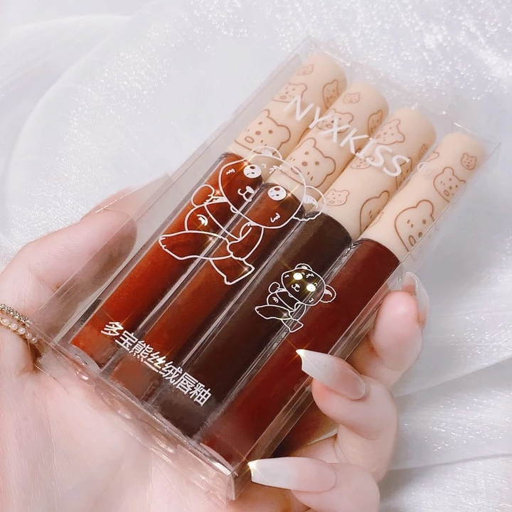 Son Kem Lì Môi Trôi Thiết Kế Dễ Thương son kem nhung lì NYXKISS dưỡng ẩm môi 4 màu chống