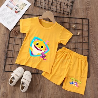 Bộ Đồ Ngủ Ngắn Tay In Hình Cá Mập Dễ Thương Cho Bé
