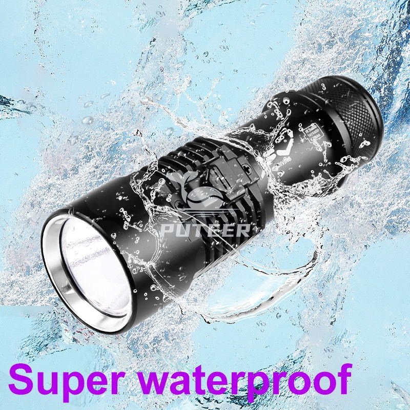 Đèn pin lặn XHP70 5000 lumens, chống nước IP68, có nam châm và ánh sáng đa màu
