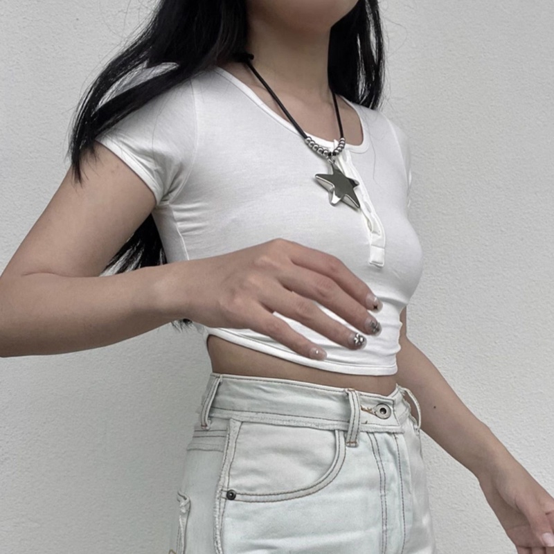 Vòng Cổ Choker Bằng Thép Titan Mặt Ngôi Sao Thời Trang Cho Nam Nữ Y2K