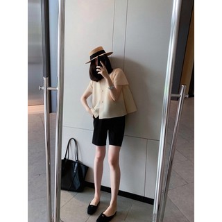Miyake Top Áo Cardigan Nhỏ Mỏng, Thiết Kế Tay Ngắn, Phù Hợp Cho Nữ