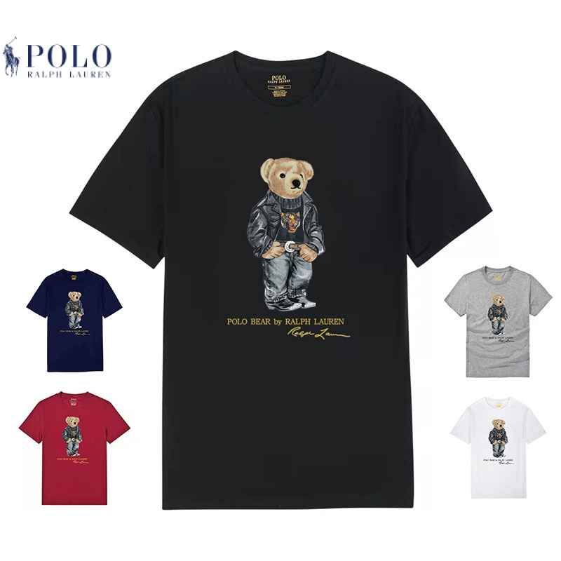 POLO Ralph Lauren Nam In Hình Gấu Áo Thun Nữ Tay Ngắn Punk Cổ Tròn Ngắn Tee Chất Lượng Cao Nguyên Chất Cotton