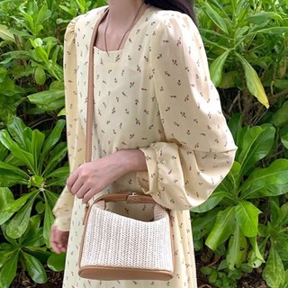 Túi cói BAMBOOB, Dây đeo vai Ví dệt nhỏ, Túi xách thời trang đan ống hút phong cách Bohemian mùa hè