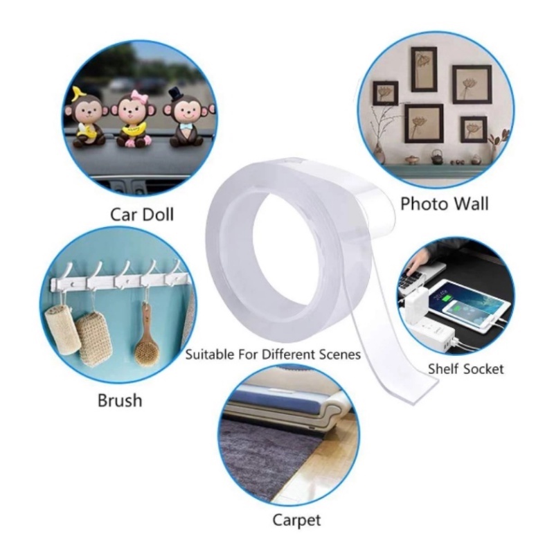 Cuộn Băng Keo Hai Mặt Nano 1M / 2M / 5M Chịu Nhiệt Chống Thấm Nước Dùng Trang Trí Nhà Tắm