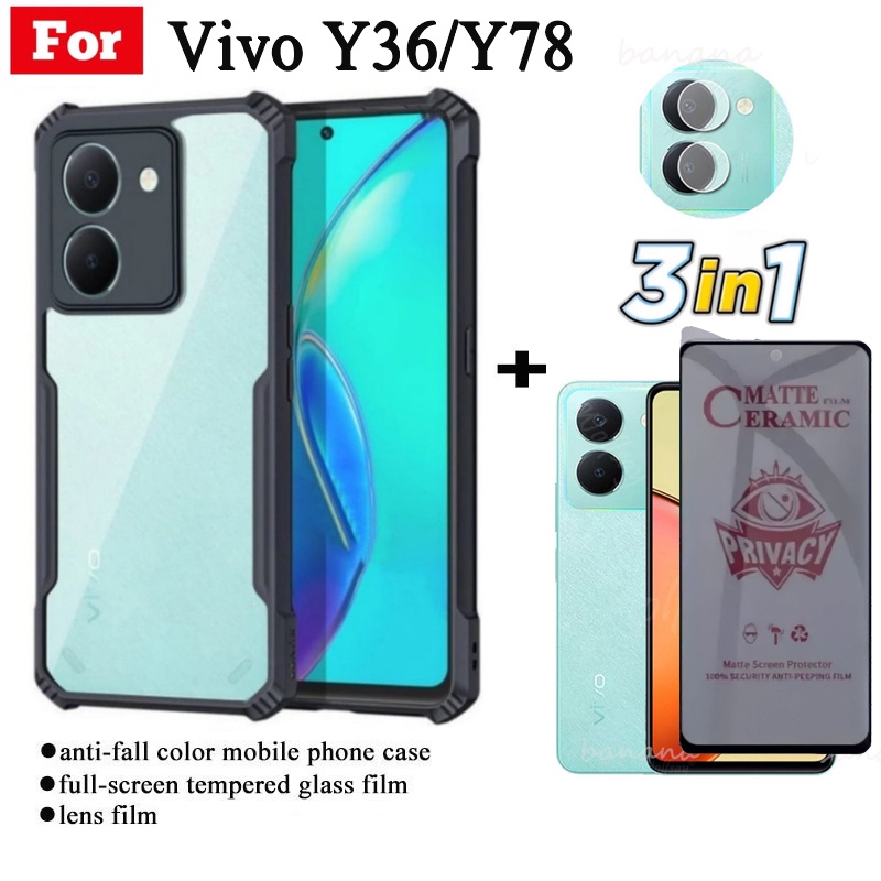 Ốp Điện Thoại Chống Sốc Vivo Y36 Cho Vivo Y35 Y02S Y16 Y22S Y02 Y21 Y21S Y21T Y76 Y15S Y15A Y01 Y20 Y20i Y20S Y73 Y11 Y12 Y15 Y17 Chống Gián Điệp Gốm Mềm Mờ Bảo Mật Kính Cường Lực