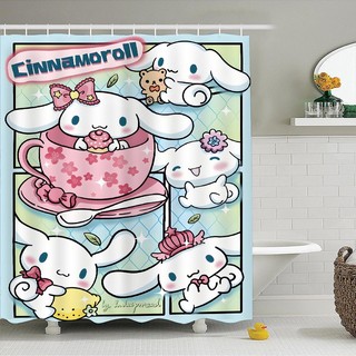 Rèm tắm Sanrio Polyester chống thấm, họa tiết Cinnamoroll/Kuromi/Hello Kitty/Melody, bộ có móc, trang trí phòng tắm trẻ em