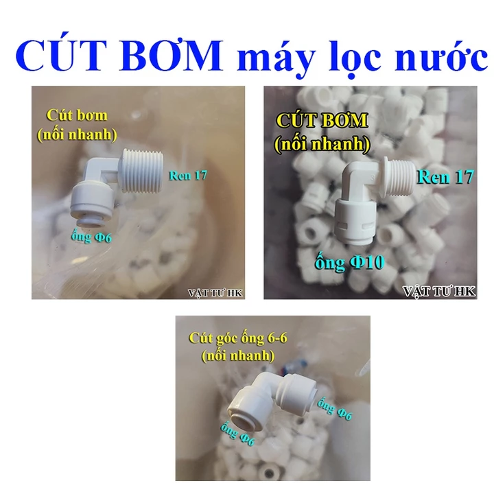 Cút bơm nối nhanh ren 17 ống dây 6 và 10, cút máy lọc nước, máy phun sương, 6-6 Co nối cho bộ lọc RO