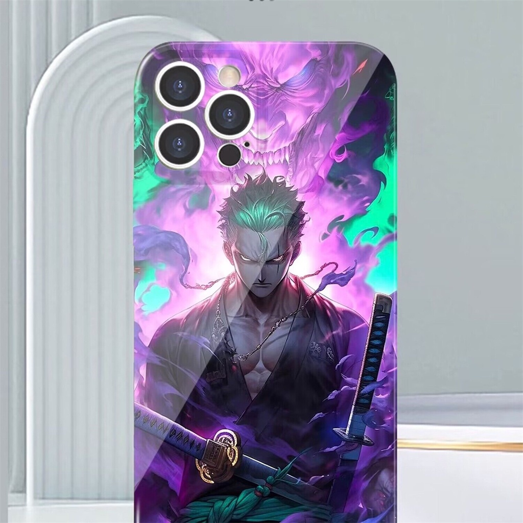 One Piece Thần Mặt Trời Nica Luffy Zoro Bóng Anime Hoạt Hình Cứng Acrylic Ốp lưng Tương Thích Cho iPhone 16 16 14 13 12 11 Pro Max Plus 12 13 Vỏ Mini Bảo Vệ Toàn Diện Ốp Lưng