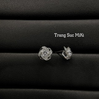 Bông tai nụ xoắn phối đ,á thiết kế đơn giản