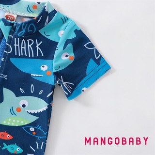Mgg-kids Bé Trai Mùa Hè Đồ Bơi Thường Ngày In Hình Cá Mập Tay Ngắn Dây Kéo Áo liền quần Đồ Bơi Đi Biển