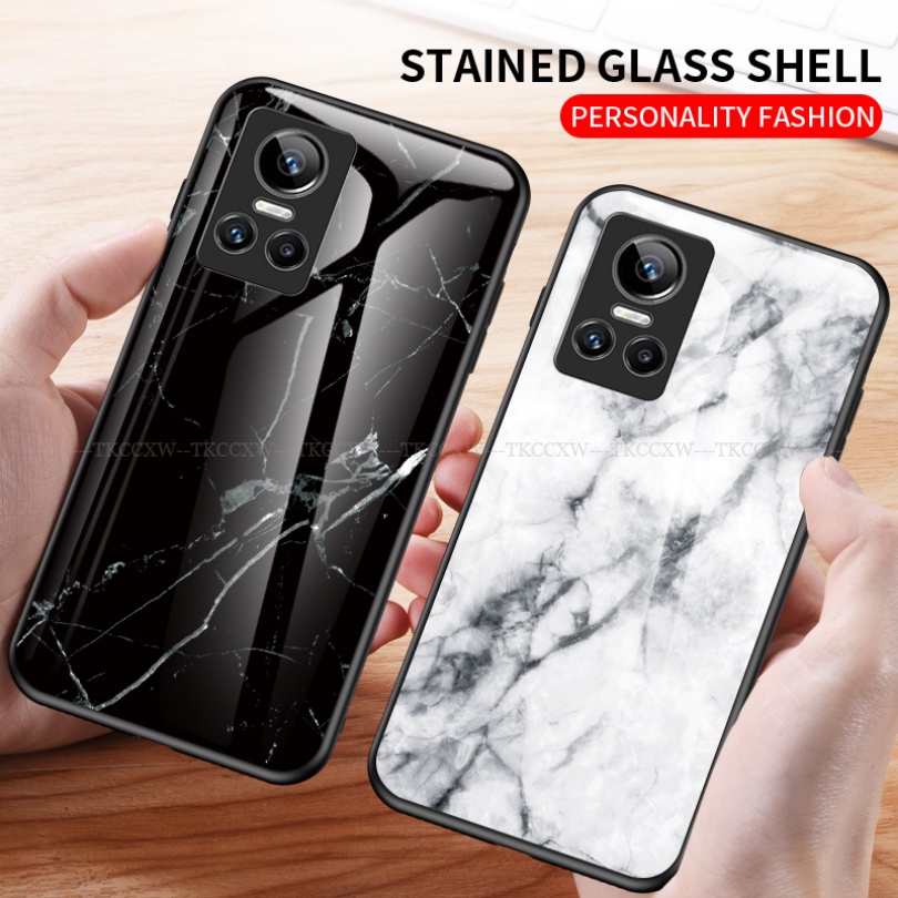 Ốp Điện Thoại Kính Cường Lực Cứng Họa Tiết Cẩm Thạch Cho Realme GT Neo 5 3 3T 2 2T 2 Pro