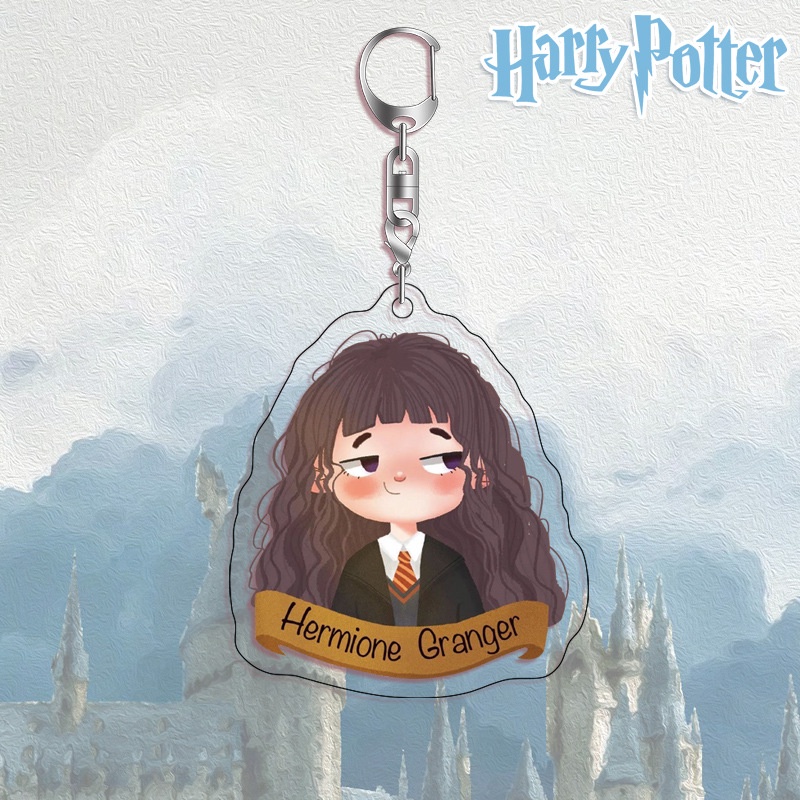 Móc khóa Harry Potter acrylic hình bảng các nhân vật trong hai mặt HD trang trí vật dụng