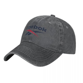 Logo Reebok (2) Mũ Denim Rửa Người Lớn 100% Cotton Cong Vành Mũ Chống Nắng Đơn Giản Thường Ngày Phù Hợp Với Mũ Bóng Chày Unisex Có Thể Điều Chỉnh Nam Nữ Mũ Cũ