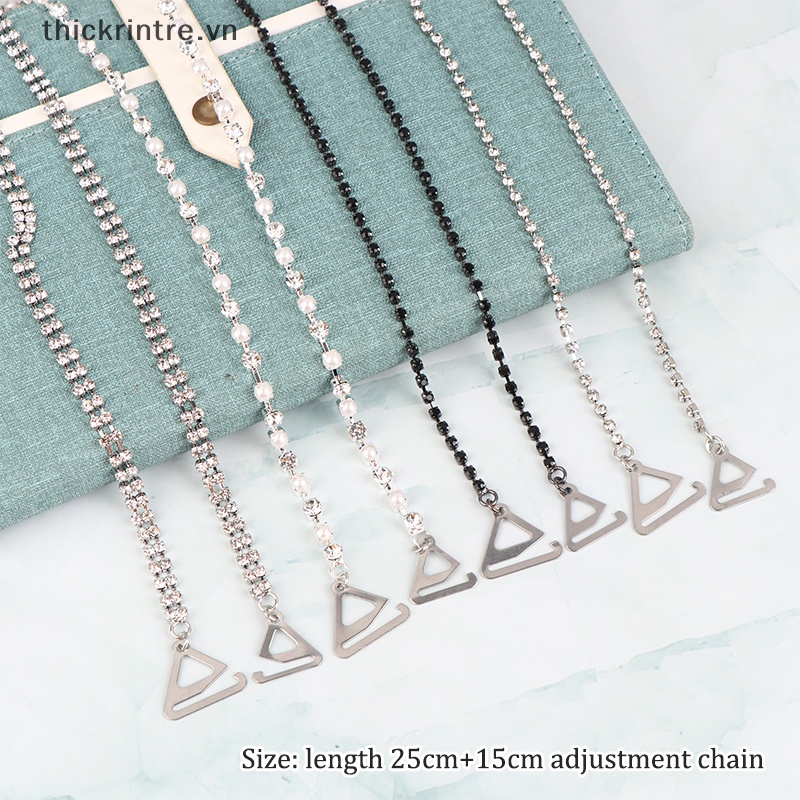 1 Cặp Dây Đeo Áo Ngực Vô Hình Đính Đá Chống Trượt Dễ Điều Chỉnh