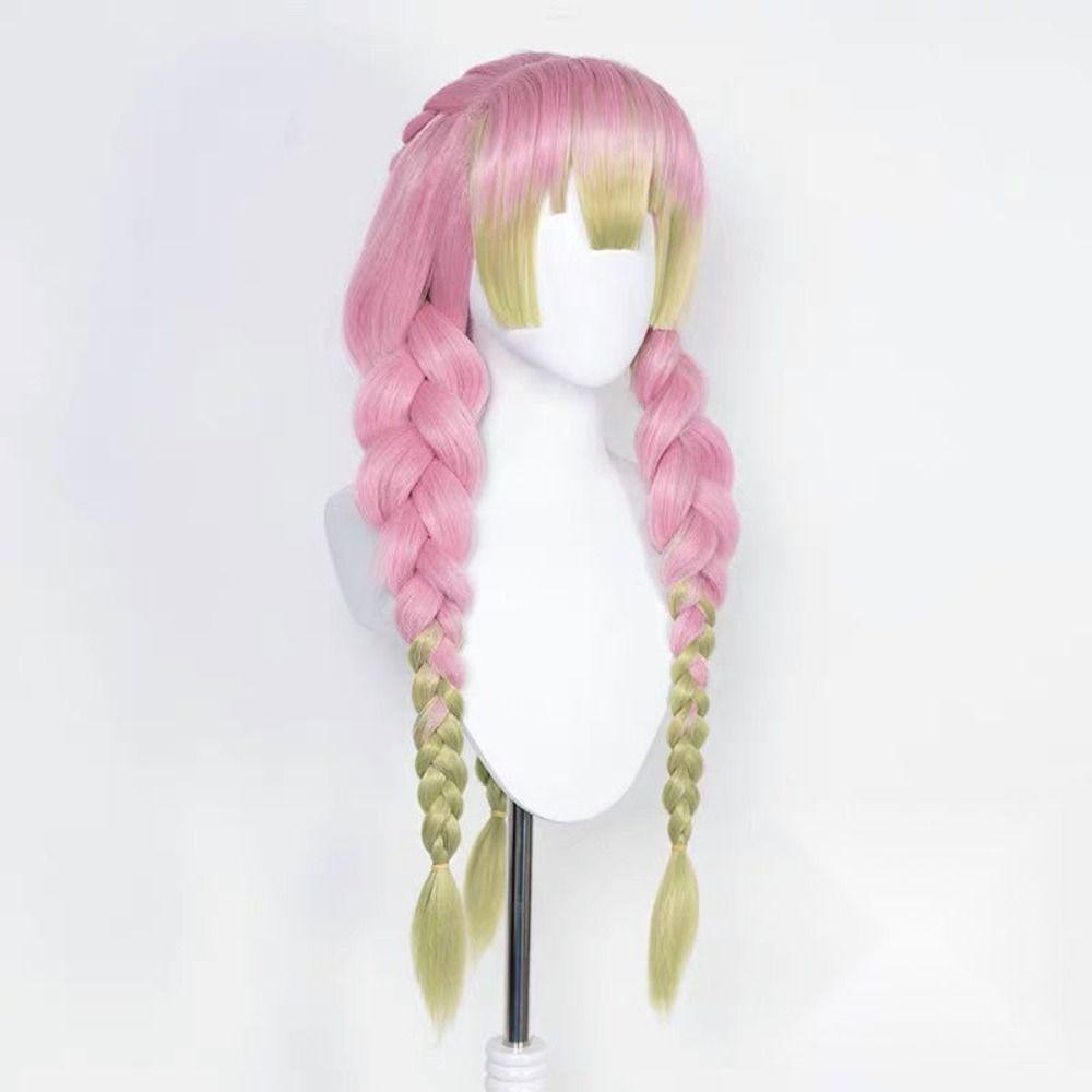 Bộ tóc giả Cosplay diệt quỷ SIMPLEAID, Long Demon Slayer Kimetsu no Yaiba, Chất lượng cao chịu nhiệt tổng hợp Mitsuri Kanroji Đảng