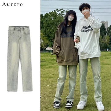 【Độ đàn hồi, chất lượng tốt hơn】Quần jean ống rộng unisex đồ đôi quần jean skinny nam phong cách Hàn Quốc quần hiphop nam Denim Cao Cấp Quần ôm Màu Trơn quần jean ống đứng