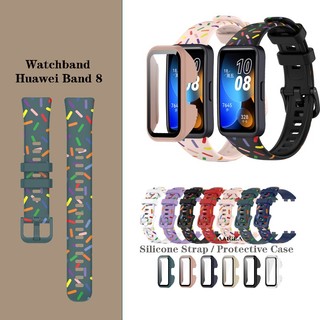Dành Cho Huawei Band 8 / 9 / 10 Vỏ Bảo Vệ Màn Hình Kính Cường Lực / In Dây Đeo Silicon Đồng Hồ Thông Minh Thay Thế Dây Đeo Tay