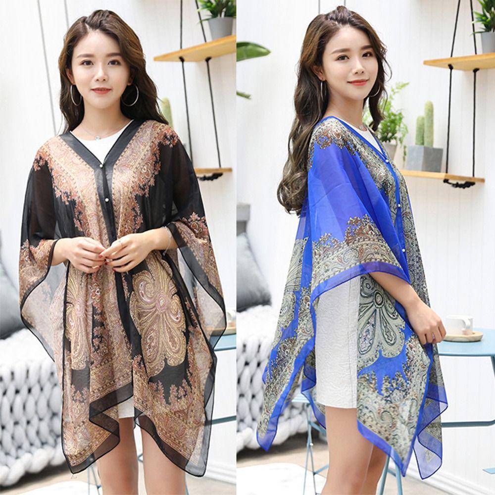 Khăn choàng đi biển BRARAA, Khăn choàng voan một kích thước, Áo thun cổ chữ V Boho thời trang dành cho nữ