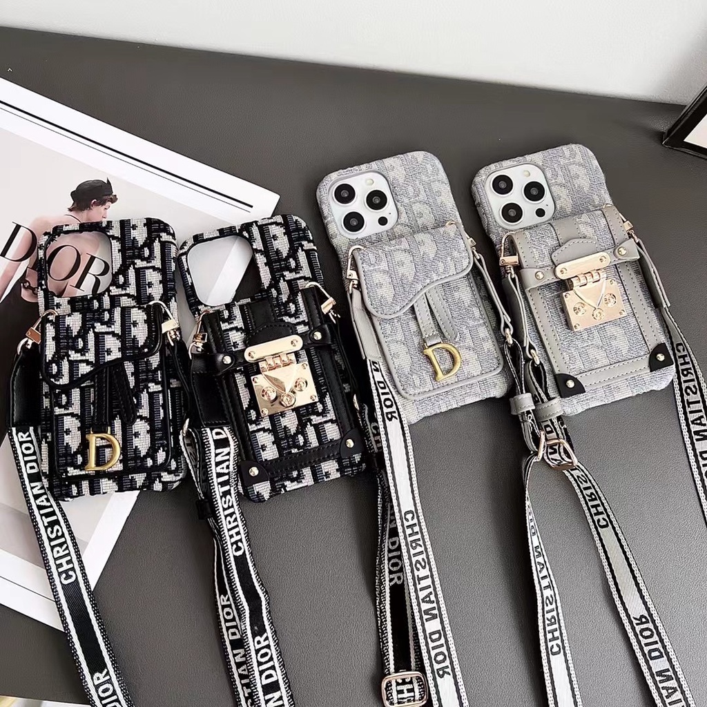 Dành Cho iPhone 16 15 14 13 12 11 Pro Max 14 15 16 PLUS Sang Trọng Vintage Thêu Vải Chèn Cards.Ốp Điện Thoại Chống Trơn Trượt Có Gói Thẻ Thiết Kế Dây Buộc Vỏ Bảo Vệ