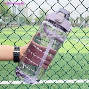 Bình nước 2 lít có ống hút, đánh dấu thời gian, nắp kín, di động cho xe đạp, thể dục mùa hè