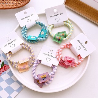 MEOWU Set 2-3 Thun Cột Tóc Màu Hồng Màu Tím Phong Cách Hàn Quốc Cho Nữ