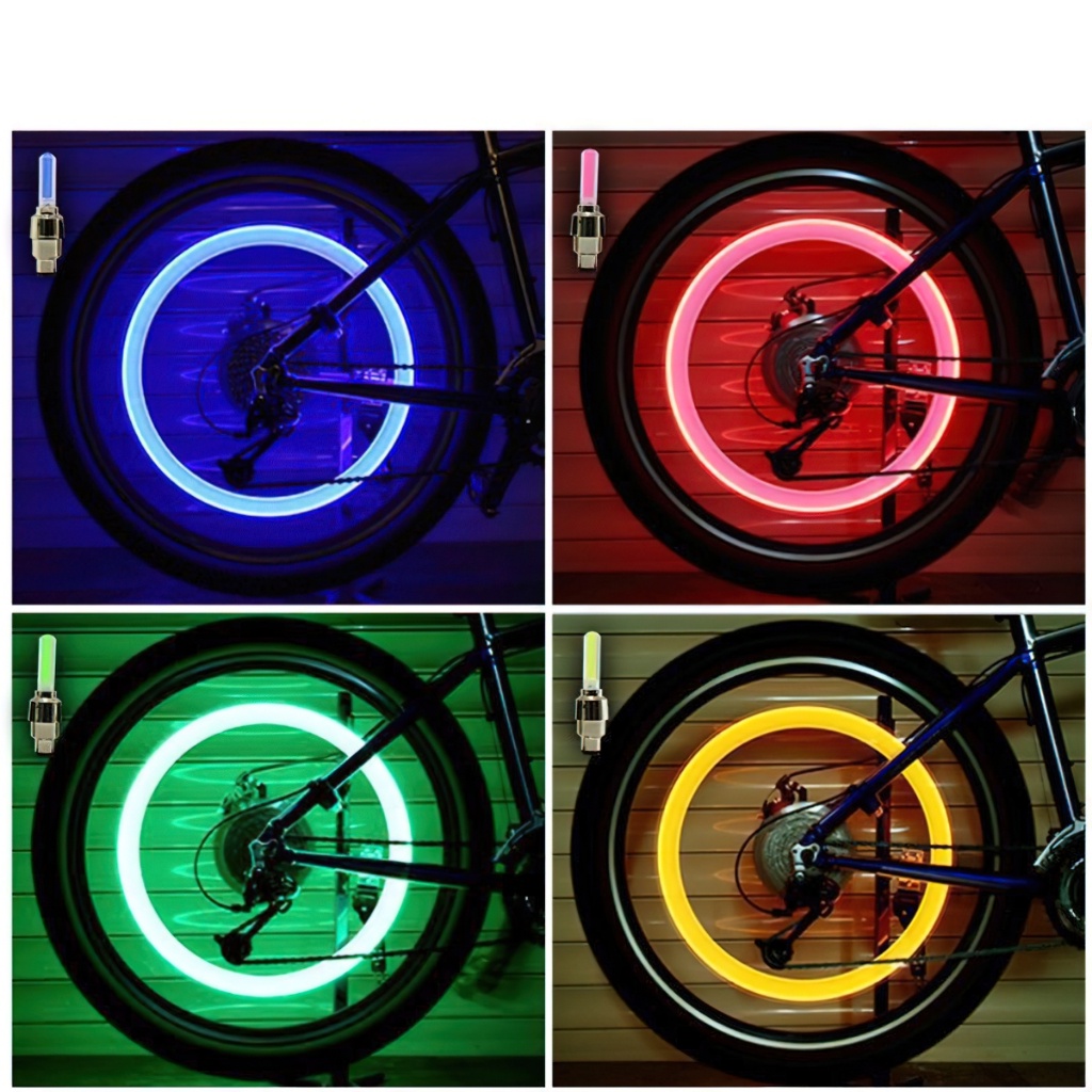 (Túi 2 chiếc) Đèn LED neon gắn van xe đạp/xe máy